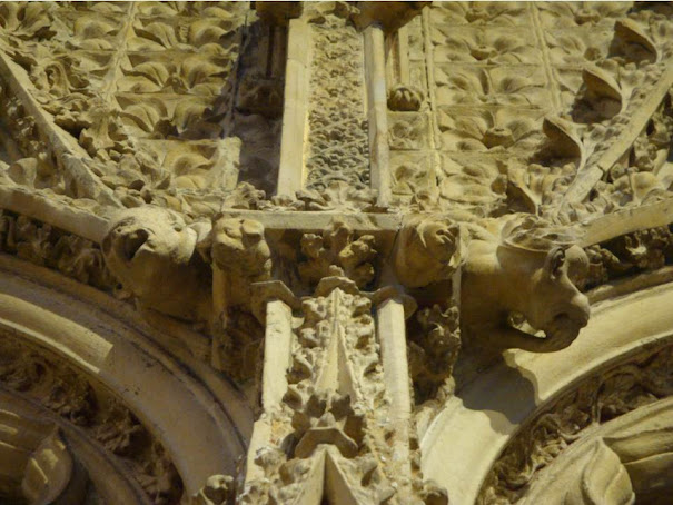 Detail of ornamental carvings in a church