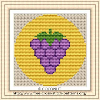 GRAPE FRUIT ICON, FREE AND EASY PRINTABLE CROSS STITCH PATTERN