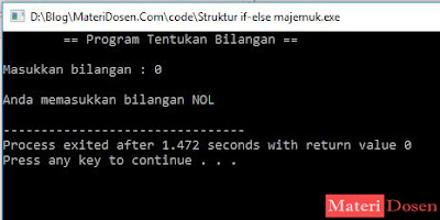 Contoh Program I dengan Struktur If Lebih Dari Dua Kondisi atau If-Else Majemuk