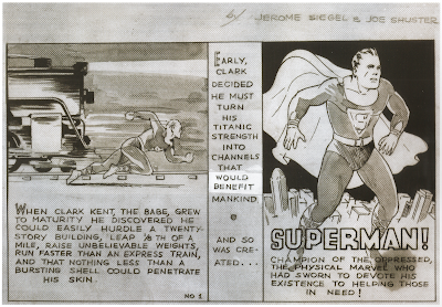 Superman - Jerry Siegel & Joe Shuster original panel - 1938