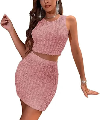 KEYUFANG Sexy Bodycon Knitted Crop Top and short skirt Set