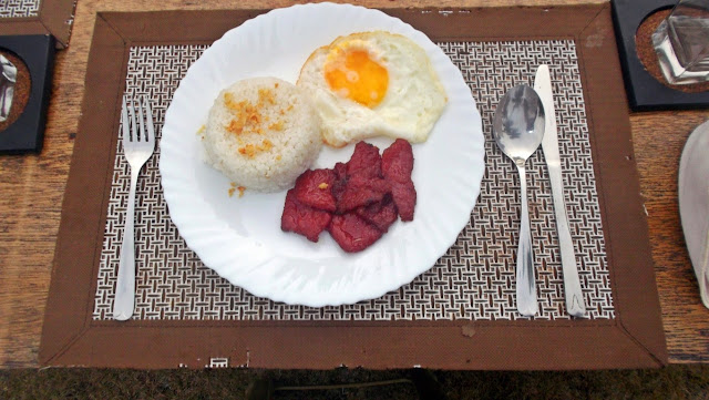 breakfast (tocilog) at EWP Island Beach Resort in San Antonio, Dalupiri Island, Northern Samar