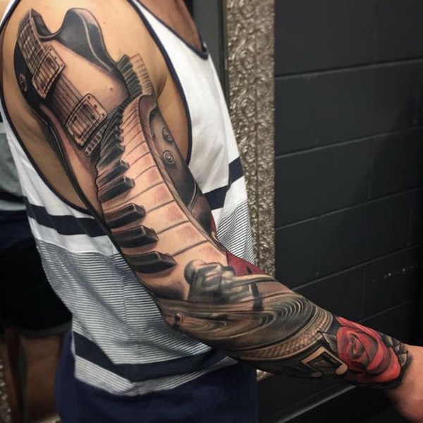 Incrível Musical Luva Cheia de Tatuagem para Homens