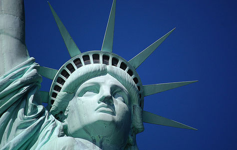 view from statue of liberty torch. statue of liberty crown view.