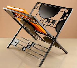 folding magazine rack, Frank Lloyd Wright inspired design