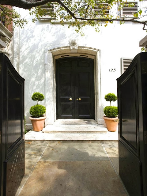 Entry with glossy black gates and front door