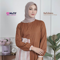 Koleksi Gamis Mutif Model Terbaru Safaluna Baju Muslim dress Lengan Panjang Earth Tone Best Seller Kekinian Stylish Anggun Elegant daily wear outfit