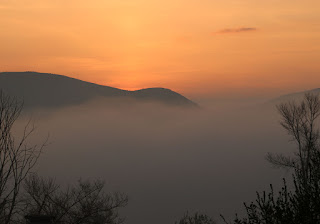 Red sky in the morning across the valley