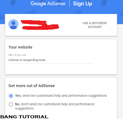 Memasukan Link Blog Untuk Mendaftar Adsense