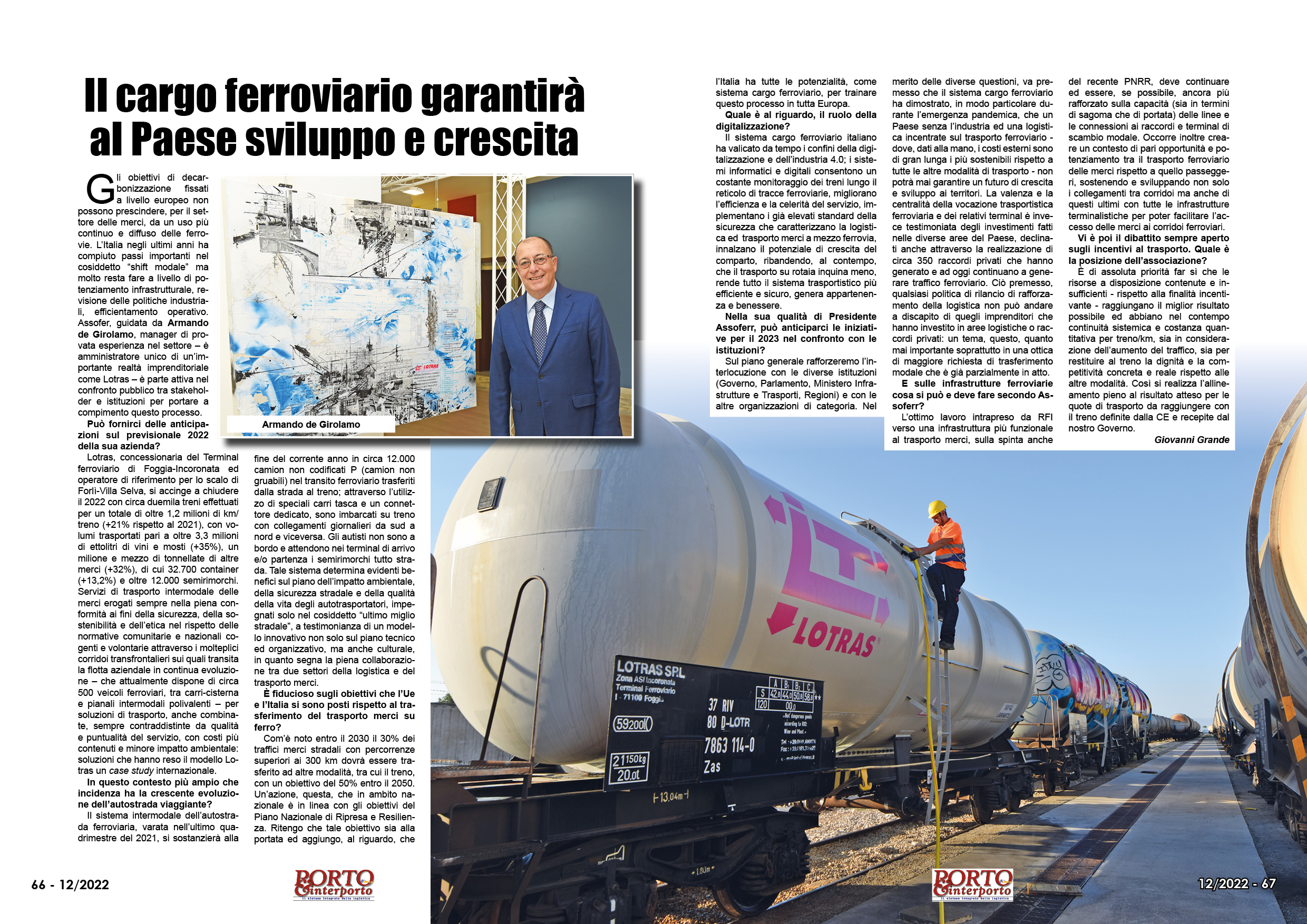 DICEMBRE 2022 PAG. 66 - Il cargo ferroviario garantirà al Paese sviluppo e crescita