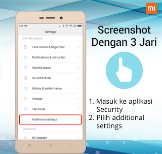 Cara Screenshot Xiaomi redmi 4X dengan 3 jari