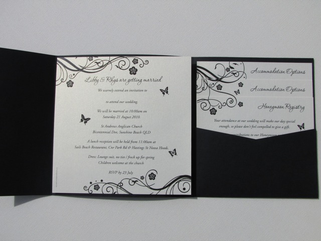 champagne and black wedding invitations