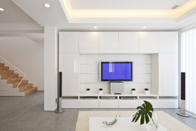 White modern furniture in the living room 