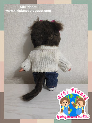 kiki Monchhichi pull tricot noel fait main