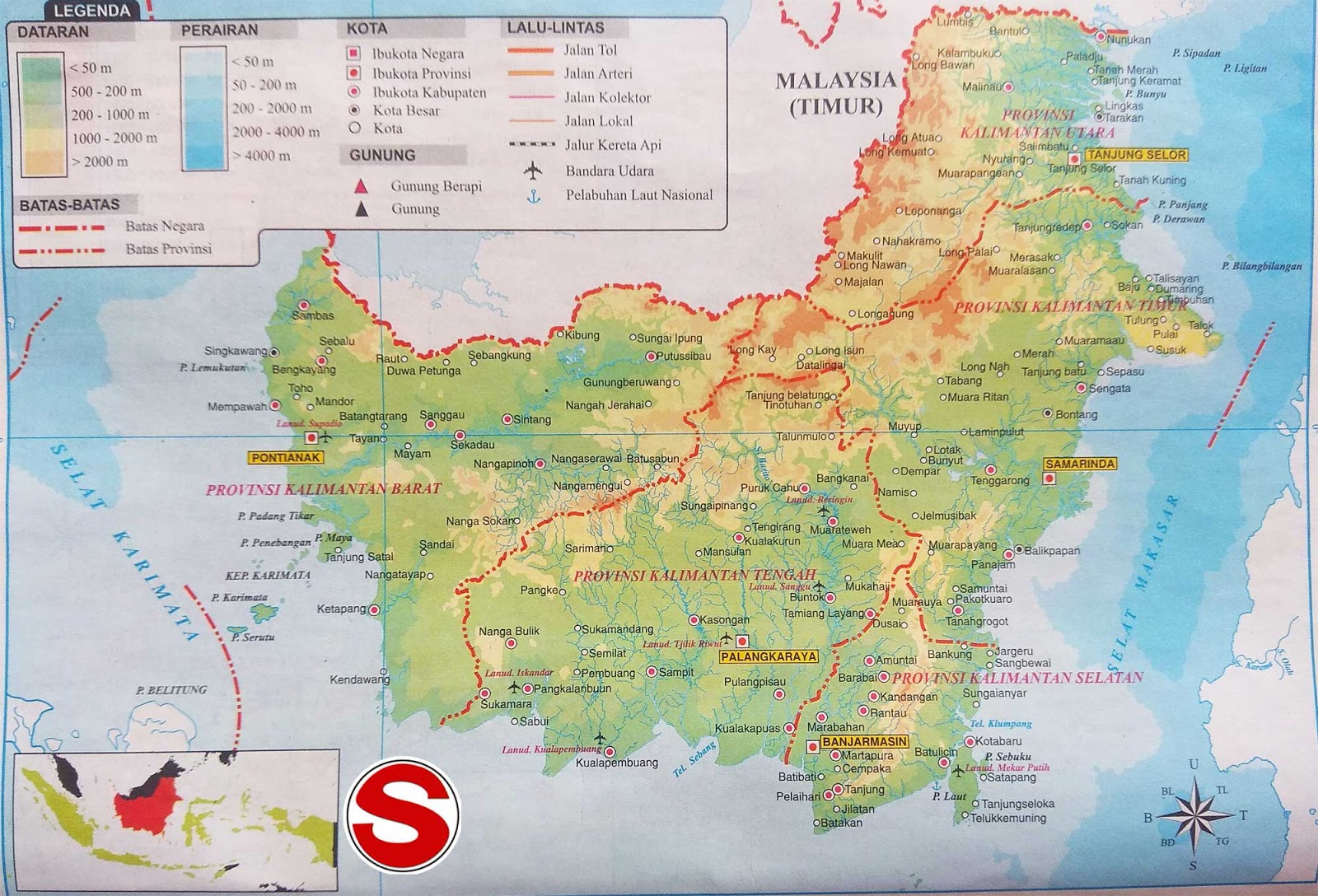 Peta Wilayah Negara Pulau Kalimantan 