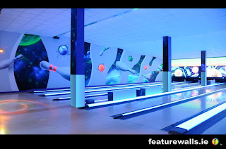 CASTLEBAR BOWLING GLOW IN THE DARK MURAL UV MURALS FOR BOWLING ALLEYS IRELAND HAND PAINTED BY FEATUREWALLS.IE