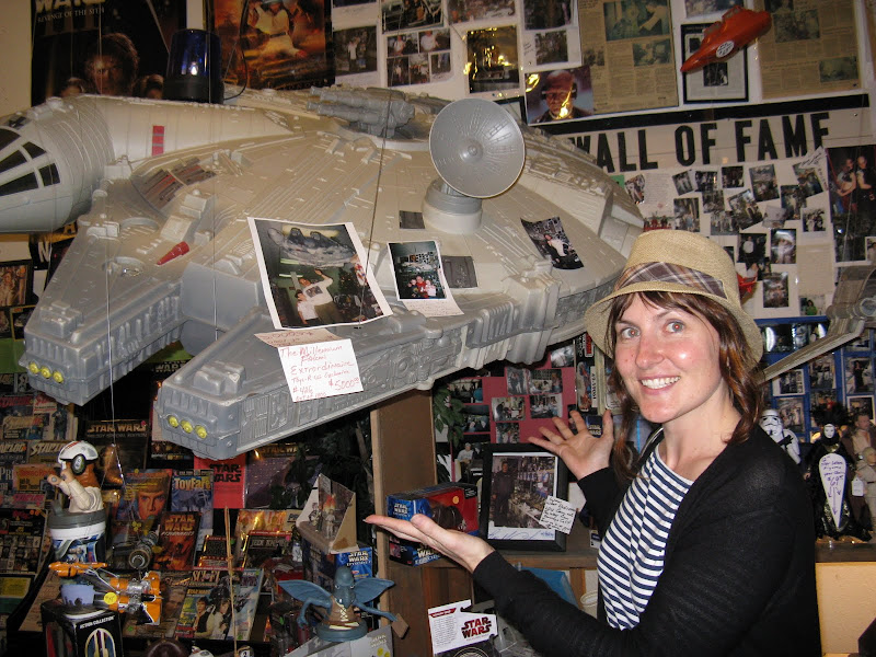 Shannon with a giant Millenium Falcon. Only 1000 were made. title=