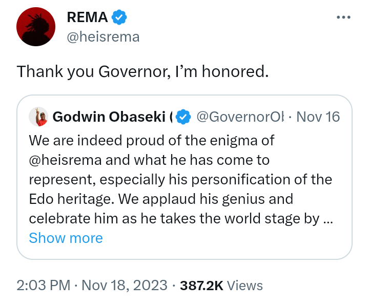 Nigerian Afrobeats singer, Divine Ikubor, popularly known as s Rema, performing at his sold out 'Ravage Uprising' concert at the O2 Arena in London, England, on Tuesday 14 November, 2023