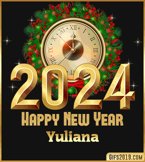 Gif wishes Happy New Year 2024 Yuliana