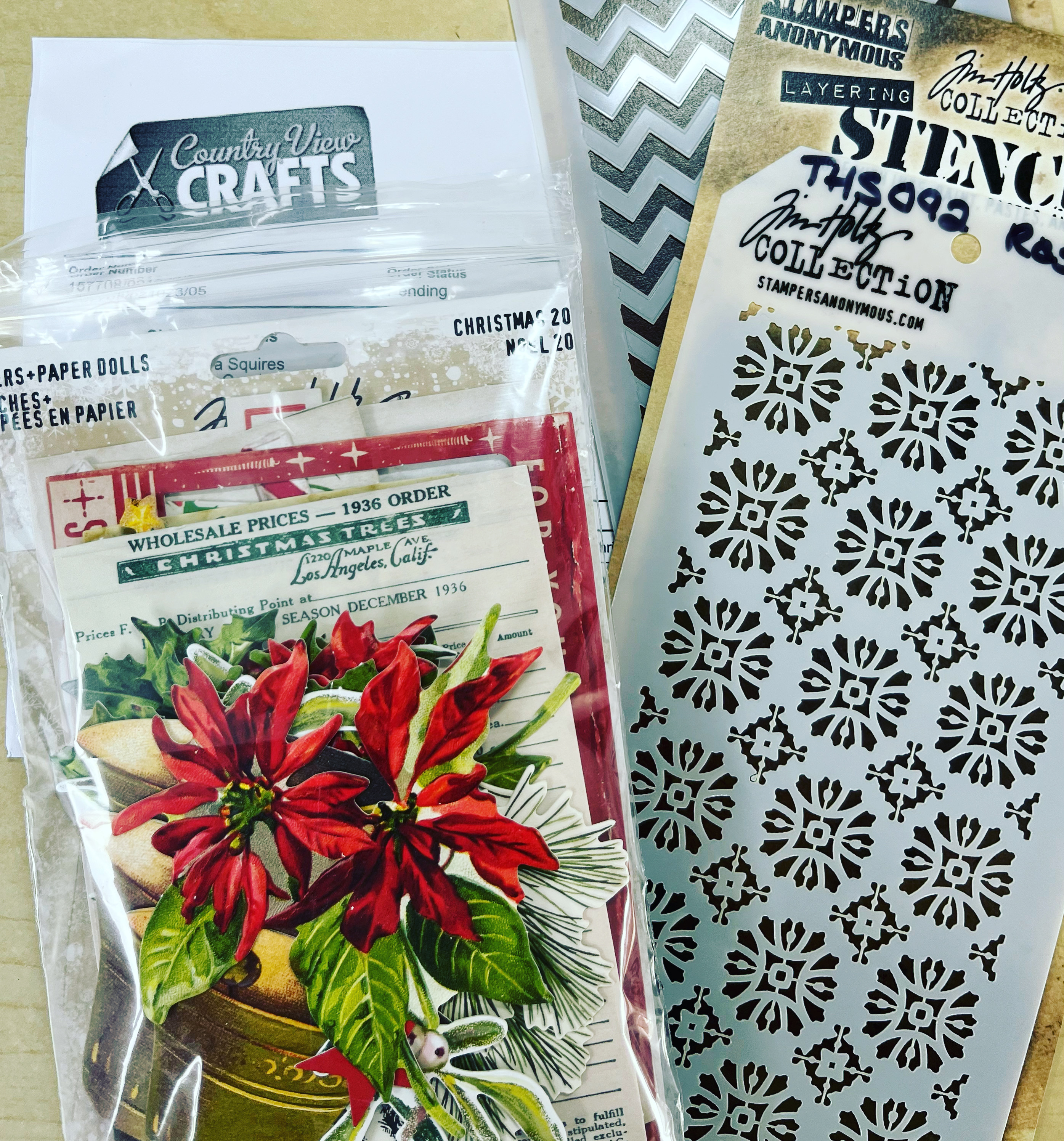 Tim Holtz Stencils Set 10 flowers Five Item Bundle Roses, Floral, Blossom,  Poinsettia, and Wildflower 