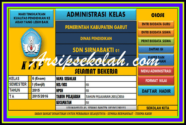 Download Aplikasi Administrasi Guru Kelas Berbasis KTSP Lengkap  Versi 2017