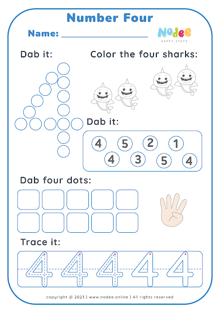 Math Activities Worksheets Number Four