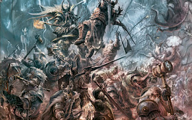 A Warhammer Fantasy Battle Report between Dwarves and Warriors of Chaos.
