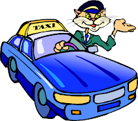 Cat taxi driver cartoon clip art