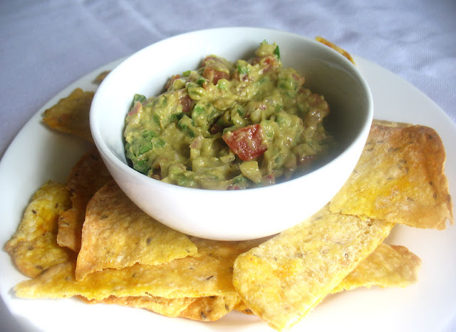 Saffron Cumin Seed Crackers with Guacamole