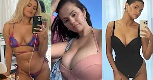 selena gomez hot selfie swmsuit curvy cleavage busty hollywood 