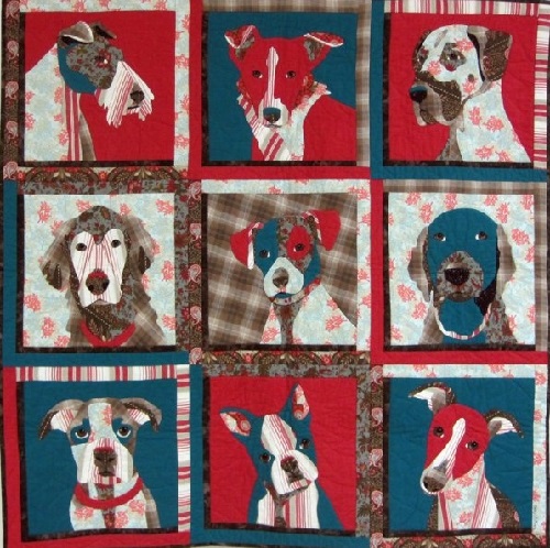 cute animal quilt art by Nancy Brown