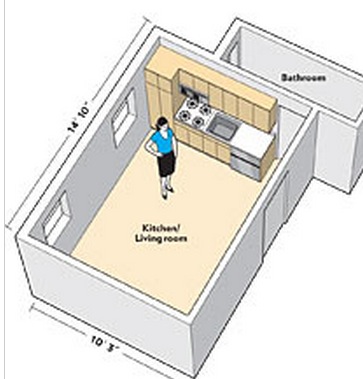 300 Sq FT Studio Apartment