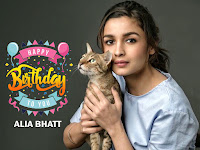 alia bhatt birthday wishes wallpaper whatsapp status video, hot and sexy film star alia bhatt playinh with her pussy cat with birthday quote.