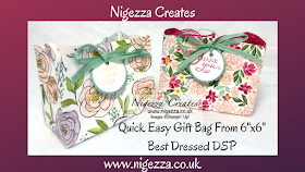 Nigezza Creates with Stampin' Up! Quick Easy Gift Bag From 6"x6" Best Dressed DSP