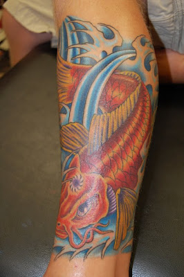 Japan  koi tattoo in leg