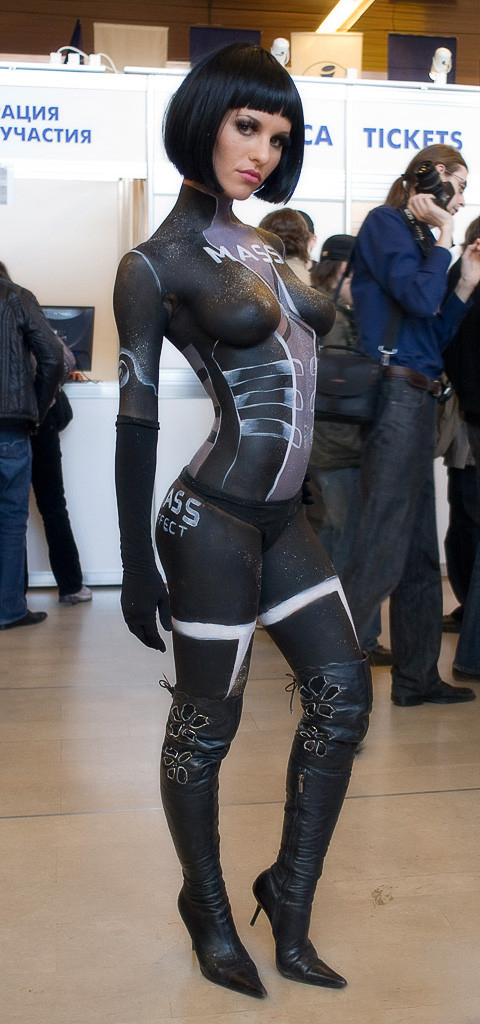 body painted breasts mass effect costume