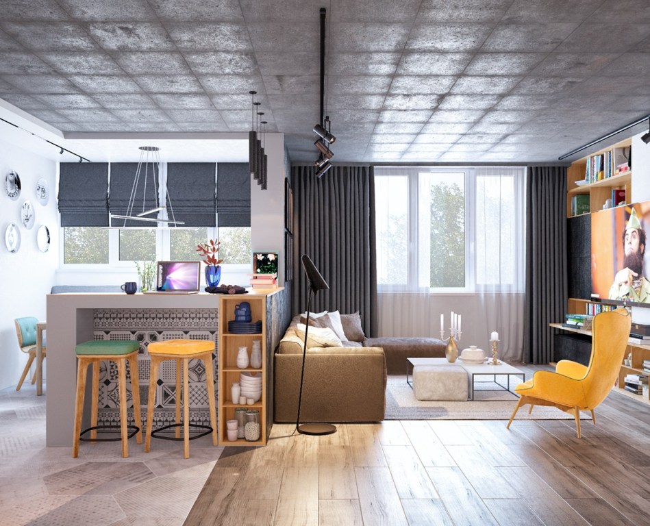 16 Living Room Kece dengan Aksen Warna Kuning Majalah Rumah