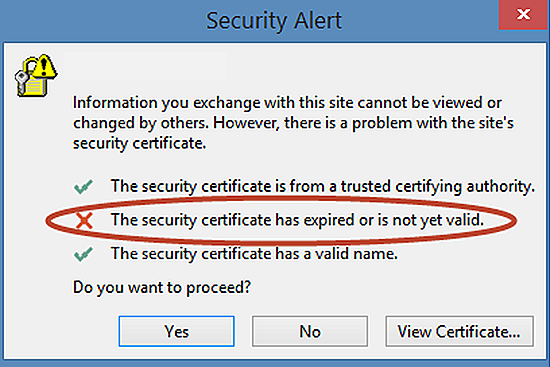 Security certificate has expired