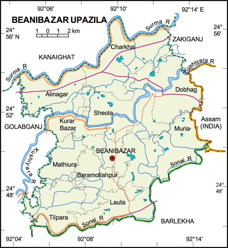 district maps of bangladesh. Sylhet District Map