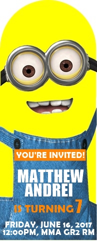 DIY, Despicable Me, Minions, bookmark birthday invitation