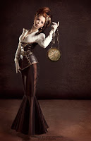 This Steampunk dress/skirt shape is from Victorian era fashion when skirts fitted tightly and flared below the knee.