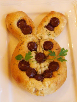 chocolate easter bunny cake. Chocolate drops and Pillsbury