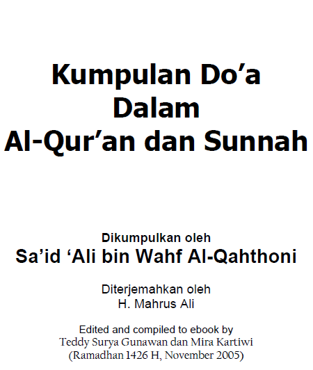 Kumpulan doa dalam Al Qur’an dan Sunnah