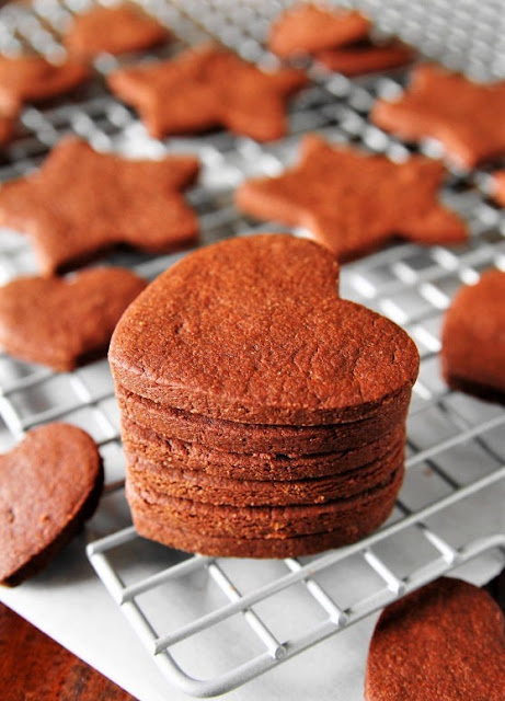 Stack of Baked Cutout Chocolate Sugar Cookies Image