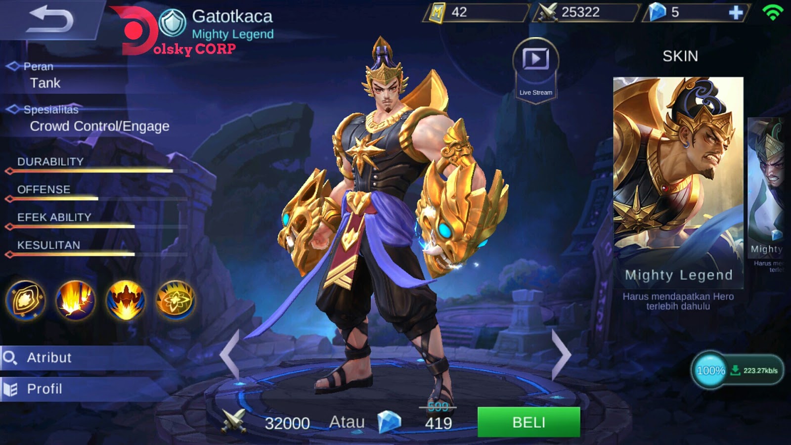 Hero Gatotkaca Mighty Legend Tanker Damage Builds Set Up Gear