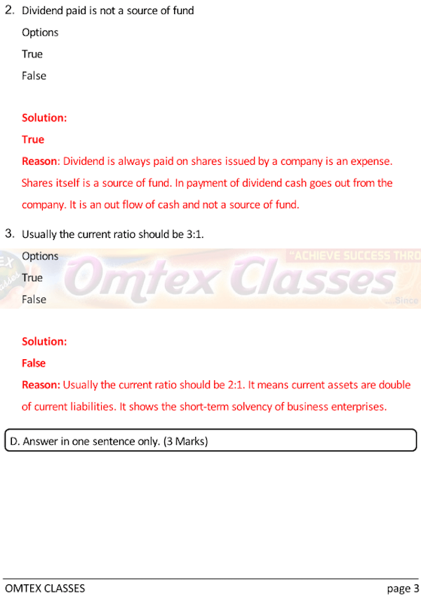 Accounts Test No. 9. Class: 12th Standard Maharashtra Chapter 9: Analysis of Financial Statements.