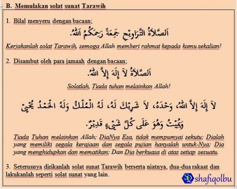 Niat Solat Tarawih Dan Cara Melakukan Solat Tarawih Di 