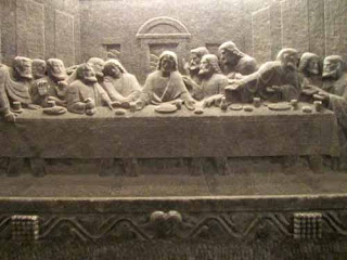 Last Supper Salt Carving Wieliczka Salt Mine Krakow Poland