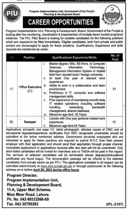 Planning And Development Board Punjab Jobs 2023