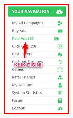 panduan pendaftaran dan cara klik di paidverts